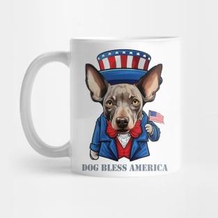 Funny 4th of July Hairless Terrier Dog Bless America Mug